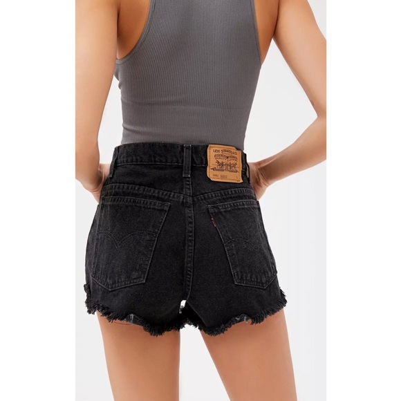 Urban Renewal Pants - Urban Outfitters Urban Renewal Remade Levi’s Basic High Rise Black Denim Short